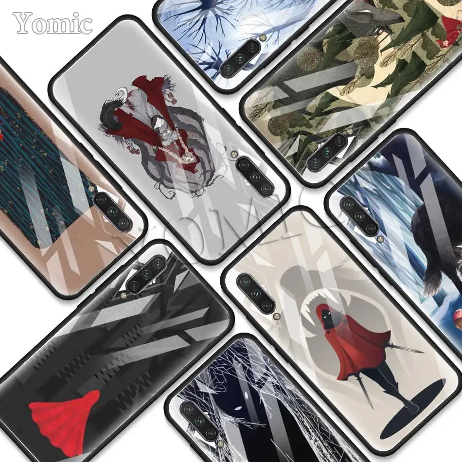 

Little Red Riding Hood Tempered Glass Phone Case for Xiaomi A3 Lite Redmi Note 7 6 Pro K20 Pro Redmi 7 Soft Edge Cover
