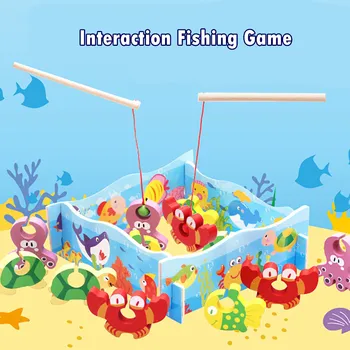 

12Pcs Wooden DIY Interaction Fishing Toy Set Fish Game Educational Kids Gift Parent-child interactive Toys outdoor Educational