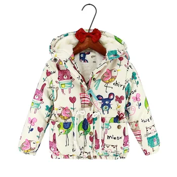 

Little maven Toddler Girls Jacket Birds Rabbit Children's Down Coat Winter Baby Girls Hooded Clothes Girls Thick Warm Coat