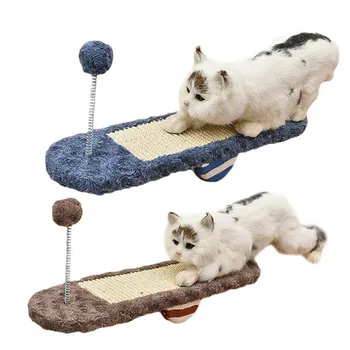 

Pet Soft Cat Toys Cat Scratch Board Seesaw Multi Purpose Seesaw Cat Scratcher Elastic Sisal Rope Ball Kitten Scratching Post