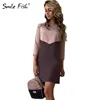 Patchwork Elegant Office Lady Dress 2022 Autumn Women O-Neck Three Quarter Sleeve Mini Dresses Female Slim Plus Size Robe GV397 ► Photo 2/6
