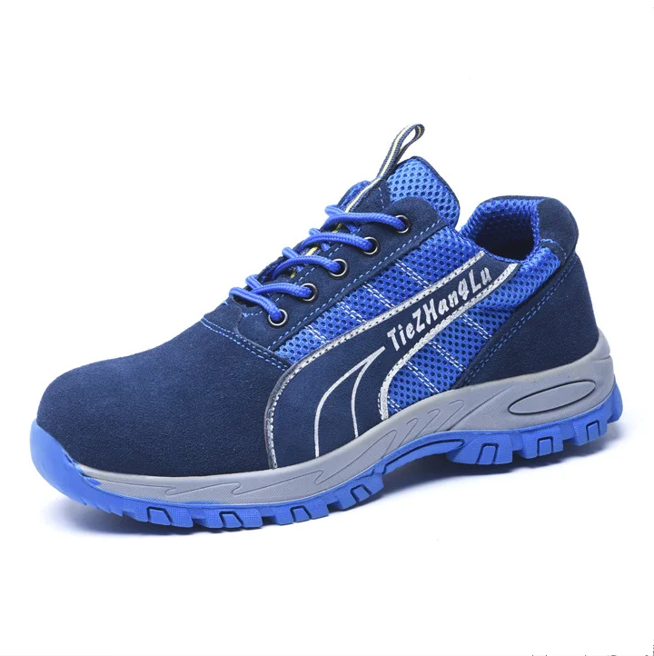 Genuine Leather Outdoor Hiking Shoes Men Waterproof Non-slip Tactical Boots Rock Climbing Trekking Men's Sneakers - Цвет: Синий