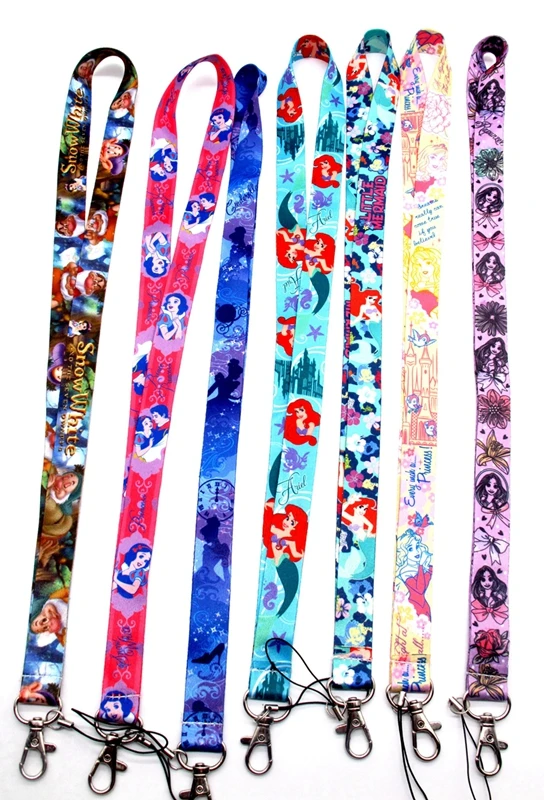 

New 10 pcs/20 pcs/50 pcs cartoon Princess Lanyard Key Lanyard Cosplay Badge ID Cards Holders Neck Straps Keychains K1
