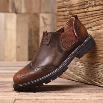 

2020 new men's Chelsea boots British trend leather fashion low-top men's boots Korean short boots men's shoes Туфли мужские