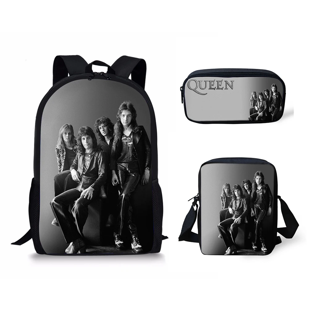 HaoYun Children School Bags Queen Band Bohemian Rhapsody Printing Large Shoulder Backpack 3Pcs/set Kids Custom Students Bookbags