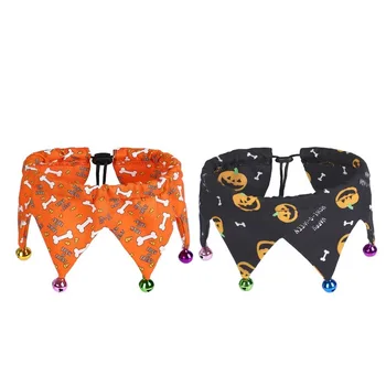 

Halloween Pet Collars Bell Adjustable Dog Cat Accessories Festival Decoration Accessorise Polyester Triangular Bandage
