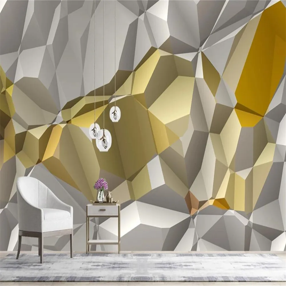 

Dropship Custom 3D Wallpaper Mural Three-dimensional Ultra-large Golden Geometric Background Wall Decoration Painting Wallpaper