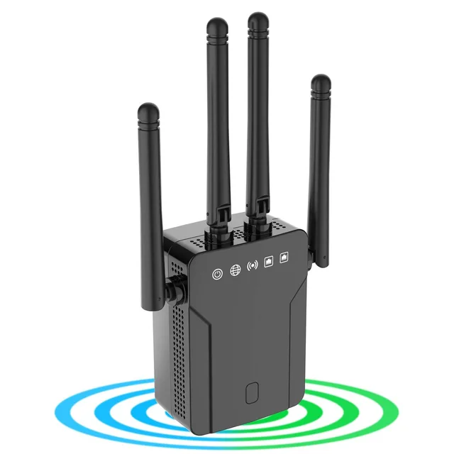 1200Mbps Ailddarllediad Signal Extender WiFi Band Deuol 2.4&5G Ehangwr Mwyhadur 360 ° Cwmpas Llawn ar gyfer Llwybryddion Cartref Porth Ethernet 1