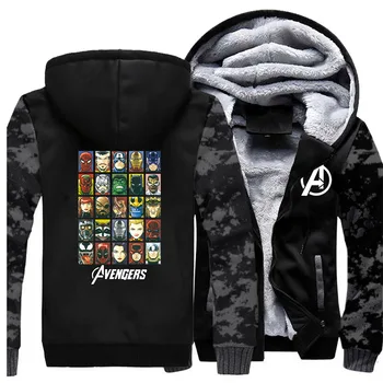 

The Avengers Superhero Jackets Hoodies Sweatshirt Men Zipper Winter Thick Fleece Super Hero Coat Sportswear Camouflage Coats