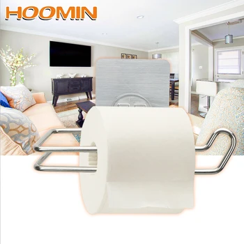 

HOOMIN Tissue Holder Washable Stick Hooks Rack Durable Stainless Steel Roll Paper Holder Bathroom Storage