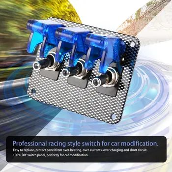 

Racing Car 12V Ignition Switch Panel Engine Start Button LED Toggle Blue light Professional Switch for Car Modification
