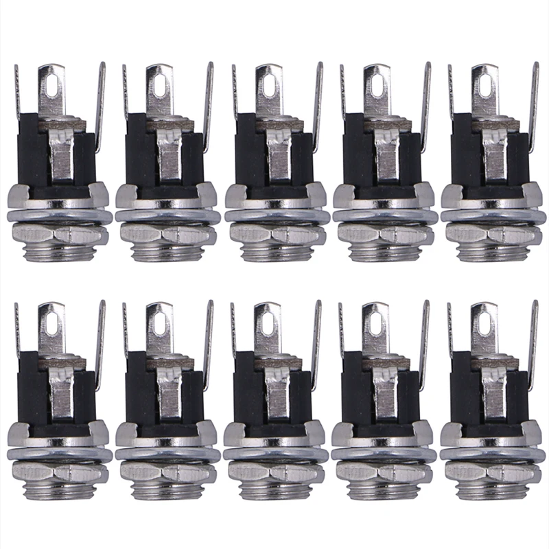 

10pcs New DC Power Supply Jack Socket Female Panel Mount Connector 5.5*2.1mm Lot