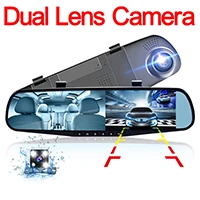 Full HD 1080P камера зеркало заднего вида Dashcam регистратор с двумя объективами автоматический Автомобильный видеорегистратор камера автомобильный видеорегистратор - Название цвета: Dual Lens DVR