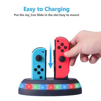 

4-in-1 Portable Charging Dock for Switch Joy-con Pro Game Controller Fast Charging Station Charger Base with Indicator Light