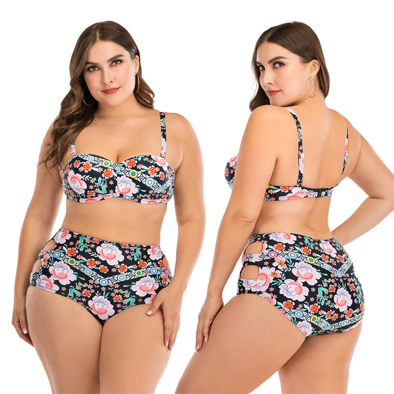 

Sexy Women Swimsuit Bikini Set Plus Size L-4XL Swimwear High Waist Push Up Two Piece Swimsuit Bathing Suit 8802