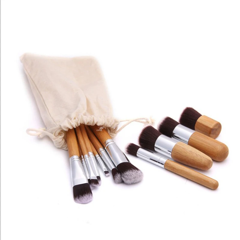 

Bamboo Handle Makeup soft Brushes Set 11pc Kit Eyeshadow Eyebrow Concealer Blush Foundation Cosmetic Brush