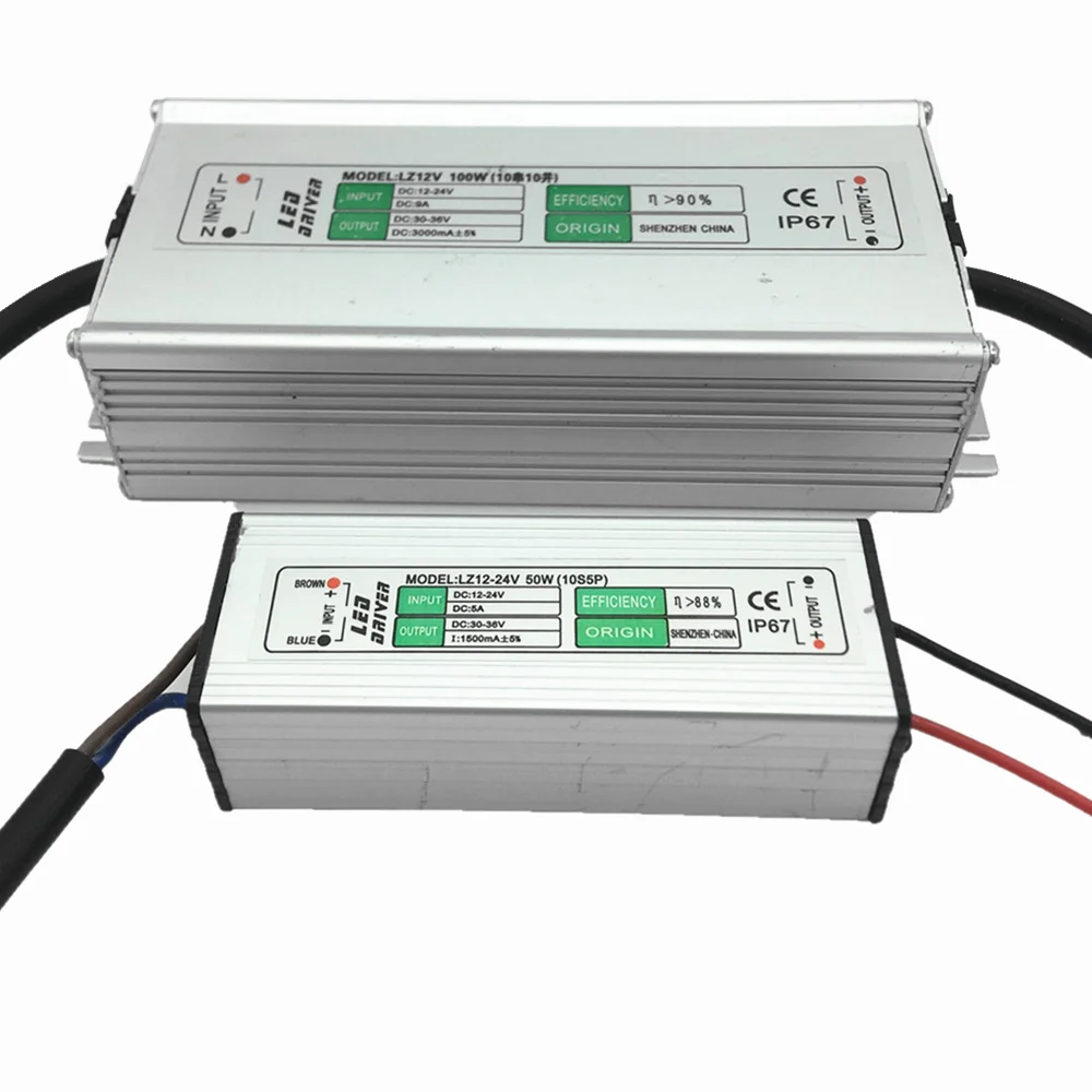 DC12-24 Vlow давления на выход DC 30-36 V светодиодный драйвер IP67 Водонепроницаемый освещения трансформаторный источник питания мощностью 10 Вт, 20 Вт, 30 Вт, 50 Вт 100W