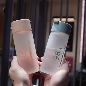 

Creative Energy Temperature Changing Frosted Glass Brief Transparent Water Bottle with Rope Portable Outdoor Travel Water Bottle