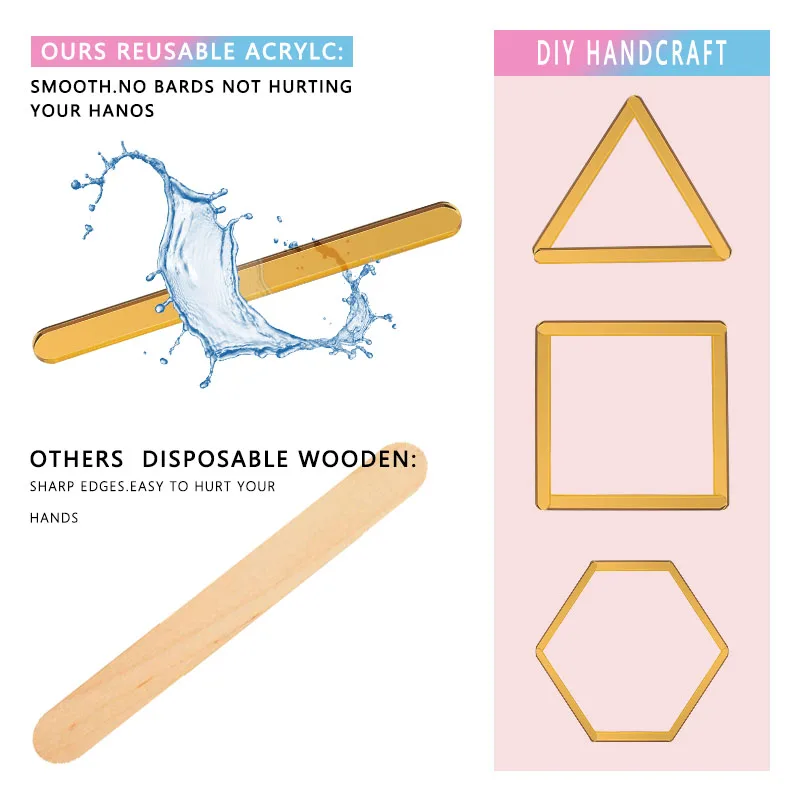 FAIS DU 10pcs Reusable Acrylic Matte Ice Cream Sticks DIY Crafts Kitchen Tools Accessories Popsicle Stick Cake Decorations ice cream sticks disposal lollipop sticks