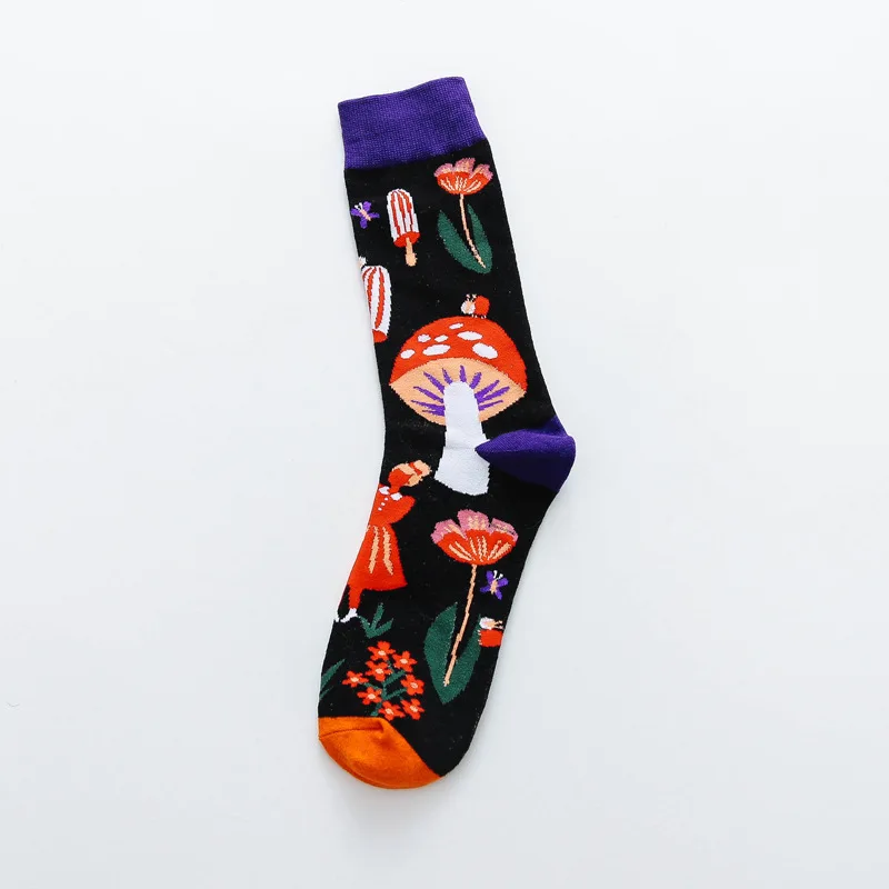 Мода «унисекс»; Симпатичные носки с мультяшным рисунком; узорчатые носки хлопок Для мужчин Для женщин носки красочные носки осенние зимние