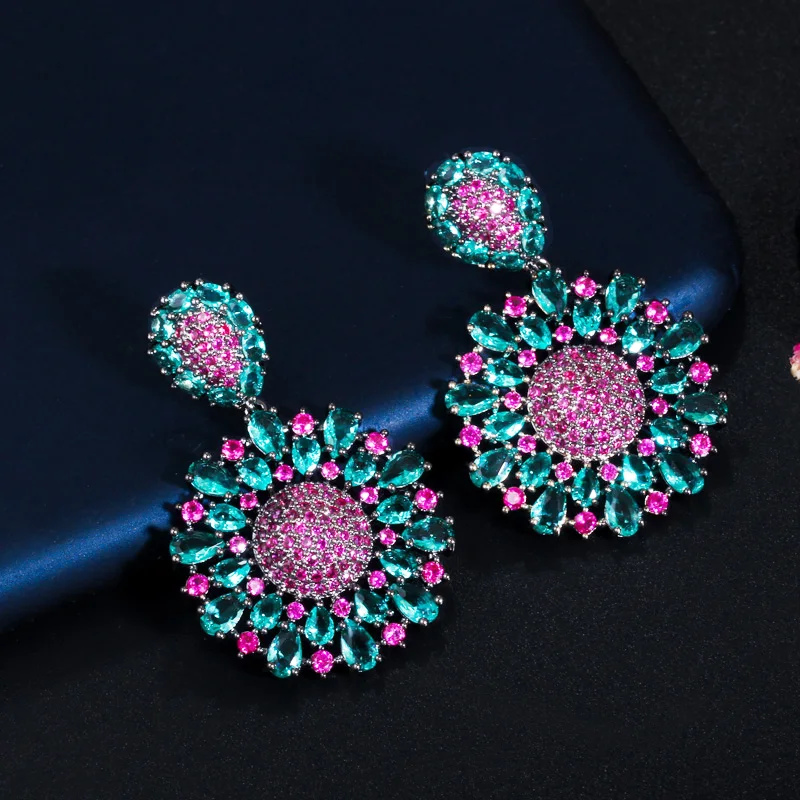 CWWZircons Wunderschöne South Amerikanischen Licht Blau CZ Kristall Lange Baumeln Ohrringe für Frauen 2020 Elegante Sommer Party Schmuck CZ700 – Detail 5
