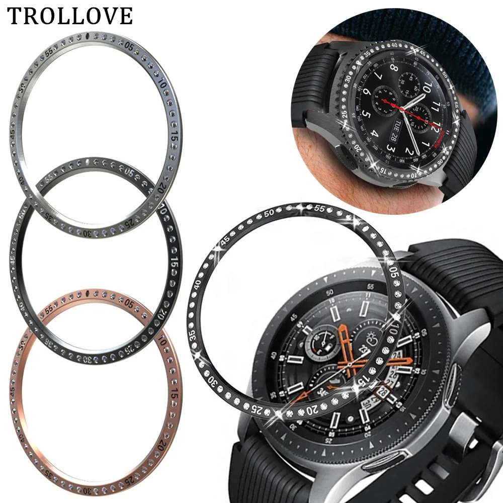 

Replacement Smart Watch Accessories For Samsung Galaxy Watch 46MM 42MM Diamond Bezel Ring Adhesive Cover Anti Scratch Metal