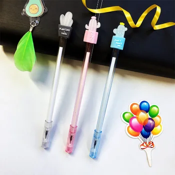 

50PCS/lot 0.5mm Gel Pen Cute Adorable Girl's Heart Students Simple Black Potted Plant Cactus Gel Pen Stationery