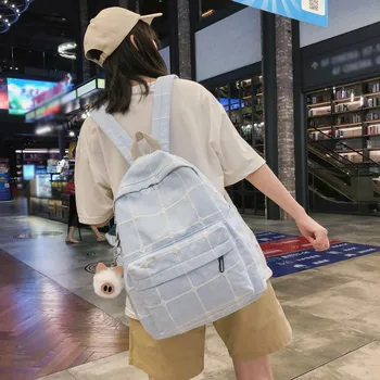 

Women/Girl Backpack Fashion Female Large-capacity Zipper Solid School Bag Student Mori Canvas Backpack Small Fresh Bag