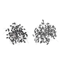 200 шт., алюминиевая крышка, 25В 105 по Цельсию и радиальной Алюминий электролитные конденсаторы, 100 шт. 100 мкФ& 100 шт 10 мкФ