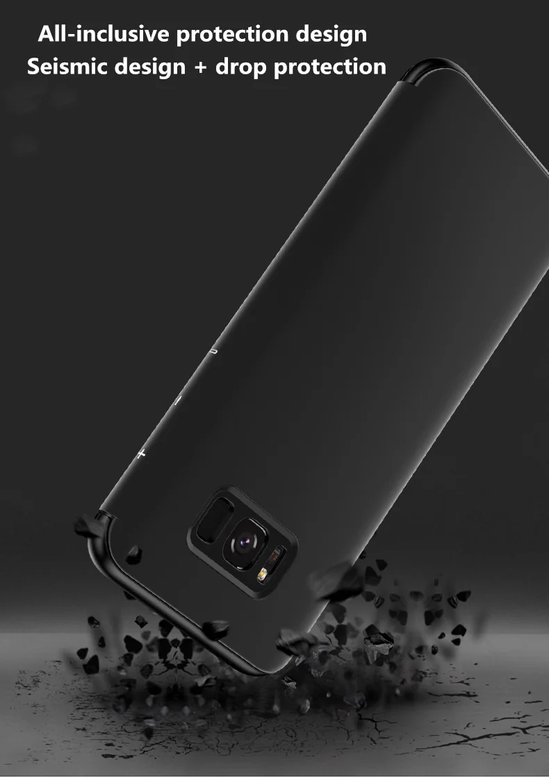 Прозрачный зеркальный флип-чехол с окошком для samsung Galaxy S9 S8 Plus S7 S6 Edge, умный чехол-подставка с чипом для samsung Note 8 9 Note 5