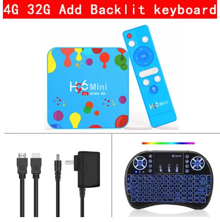 4G 32G Add keyboard H96 Мини Android 9,0 Смарт ТВ приставка Allwinner H6 4G 128G 6K H.265 2,4G& 5GHz двойной Wifi Google плеер Youtube Netflix медиаплеер - Цвет: 4G 32G Add keyboard