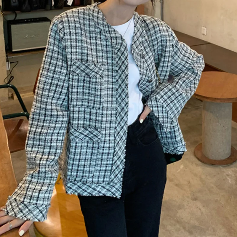 Small Fragrance Lattice Coat Women's Wear in Spring and Autumn Versatile 2021 New French Temperament Man Fashion |