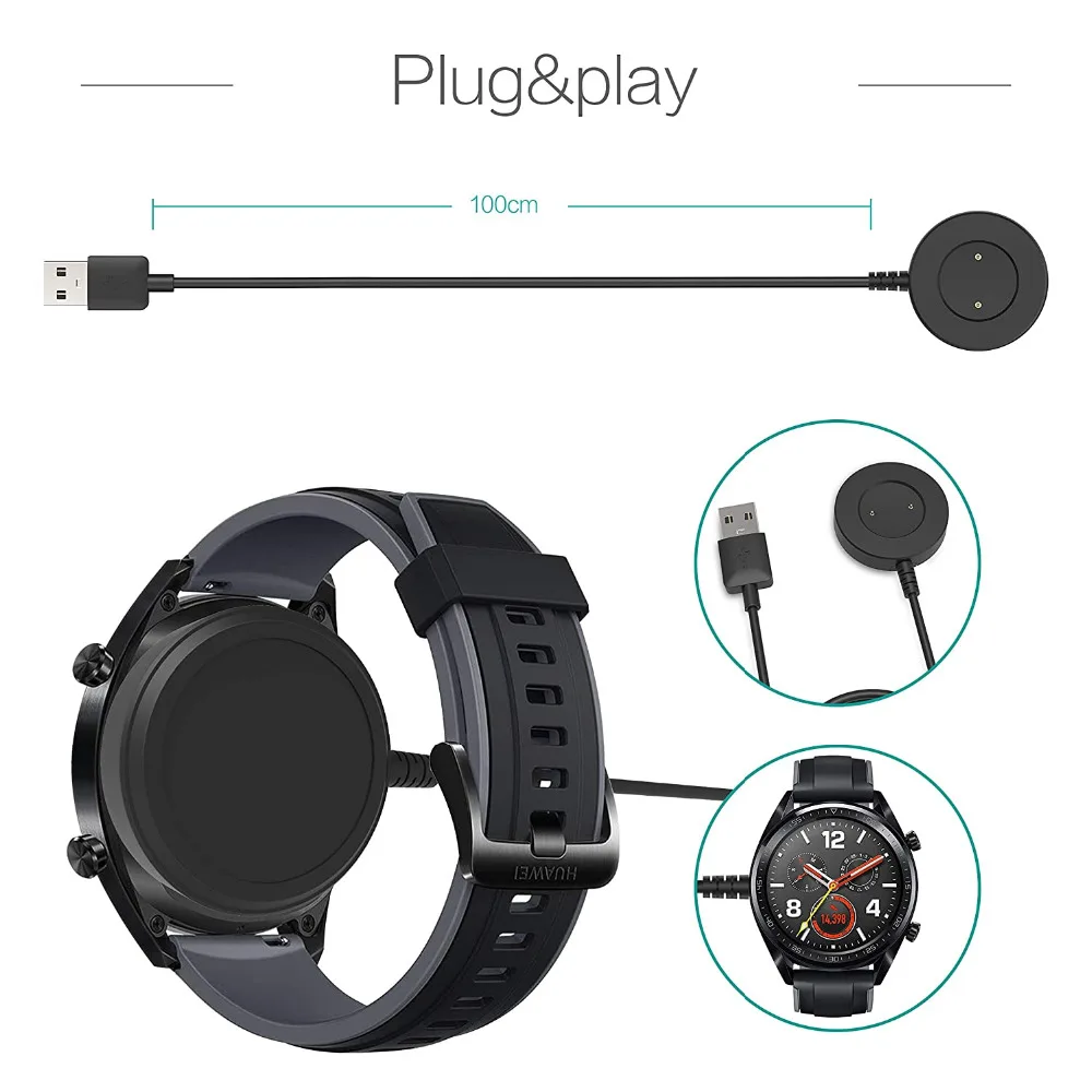 For Huawei Watch GT / GT2 Portable Wireless USB Cable Charging Dock Stand Power Magnetic Watch Charger for Honor GT 2 Glass Film