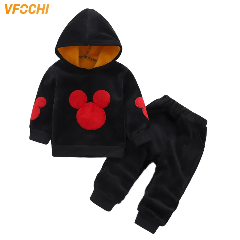 VFOCHI New Boys Girls Clothing Sets Autumn Winter Velvet Hooded + Pants Set Warm Kids Clothes 2Pcs Unisex | Детская одежда и обувь
