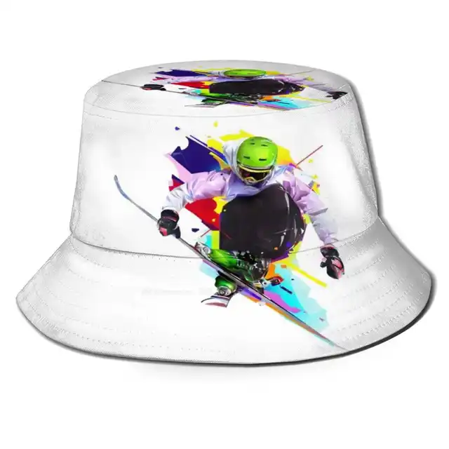 Snowboarding Print Bucket Hats Sun Cap 