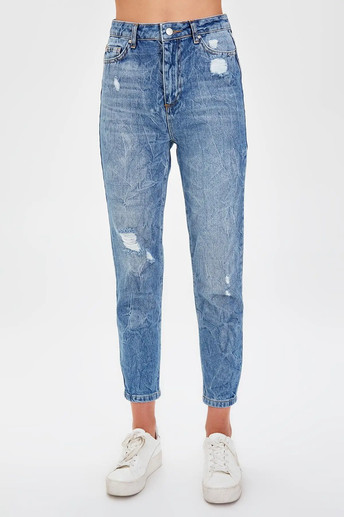 Trendyol Mavi-Flushing High Bel Mom Jeans TWOAW20JE0078