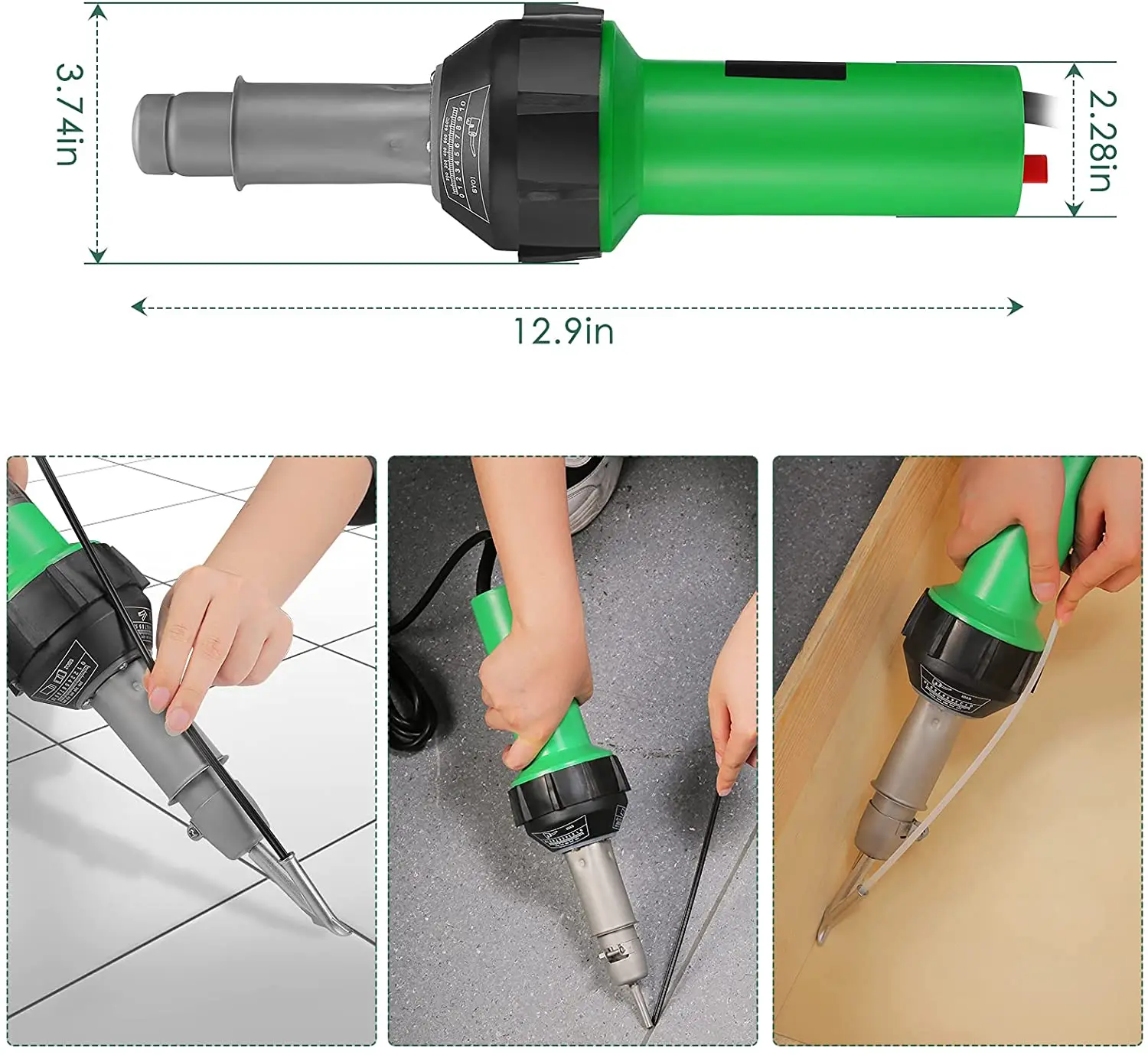 220V 1600W Plastic Integrated Welders 21pcs Hot Air Welding Torch Kit with Speed Nozzles Pe Roller PVC Plastic 20℃ - 600℃ 3