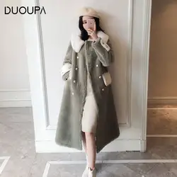 2019 Новое кашемировое пальто из овечьей шерсти, женское длинное пальто из искусственного меха, пальто из композитного меха, пальто из одного