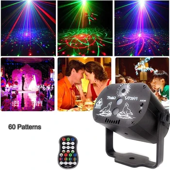 

60 Patterns RGB LED Disco Light 5V USB Voice Control Music Laser Stage Lighting Show for Home Party Lamp KTV DJ Dance Floor
