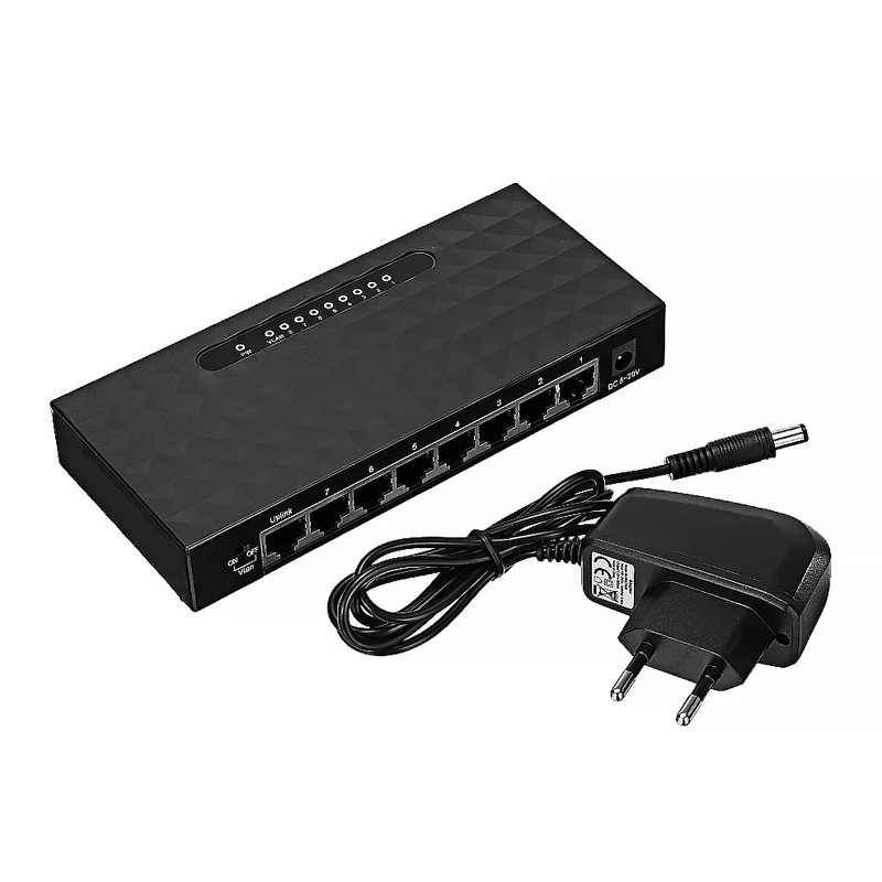 1PC Pohiks 8 Port Desktop RJ45 Network Switch Fast Ethernet LAN Hub Adapter 10/100 Mbps For Network Cable Splitter Shunt