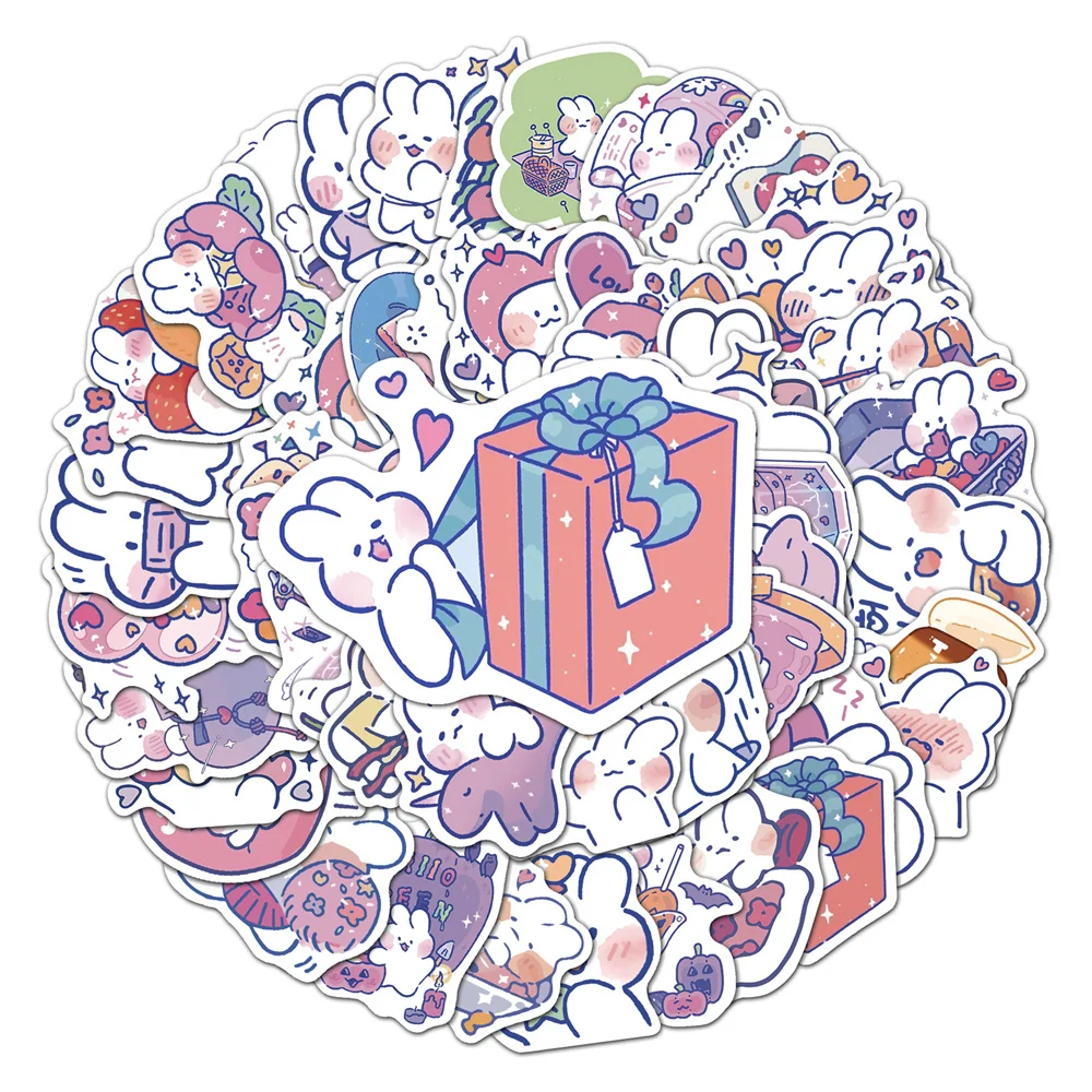 50pcs Soft Cute Rabbit Stickers For Notebooks Stationery Laptop Kscraft Pink Sticker Scrapbooking Material Scrapbook Supplies