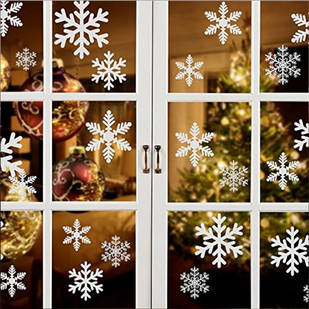 Рождественские украшения, снежные статические, наклейки на окна, наклейки на снежные окна