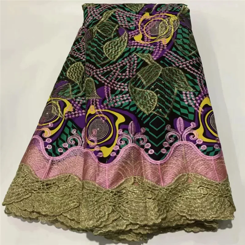 

2020 High Quality New Arrival Ankara 100% Cotton Wax Lace Wax Fabric African Embroidery Dutch Wax With Lace Fabric ZQ031724