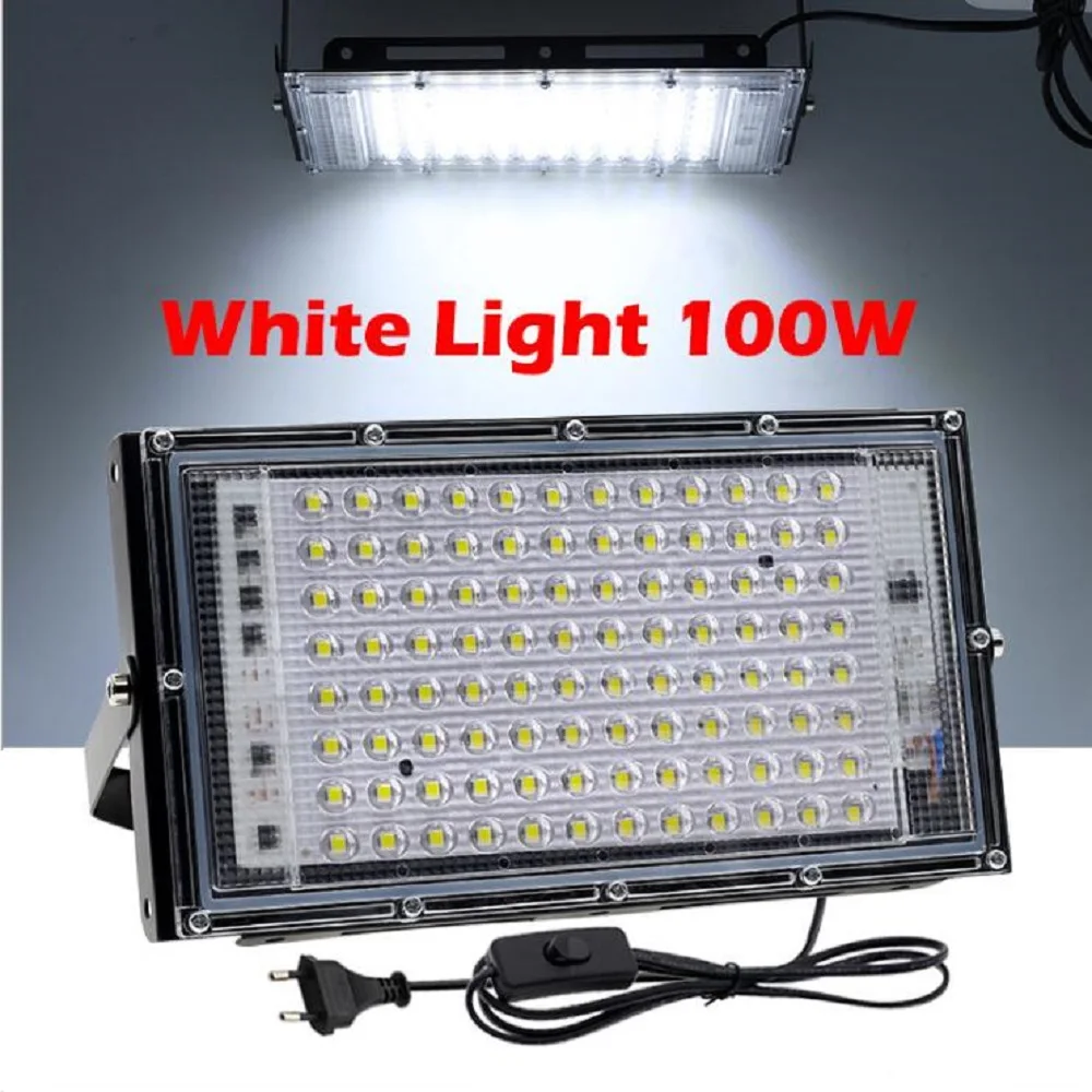 led motion sensor flood lights 50W 100W RGB LED Floodlight AC220V with EU Plug IP65 Waterproof Outdoor Spotlight Flood Light landscape Lightting with Remote solar security light Floodlights