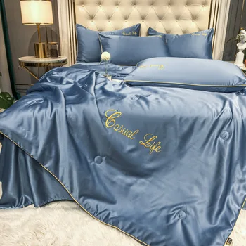 

Satin Silk Bedding Set Luxury Quilt Duvet Cover And Pillowcase Home Bed Silky Set Double Bedclothe Bed Sheet Single Linens