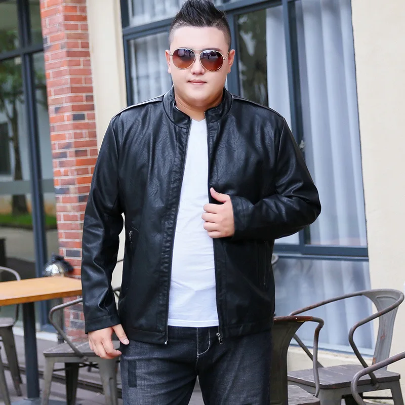 

2019 Autumn And Winter Men's Washing Water Leather Coat Plus-sized Korean-style Fit Slim Fit Large Size PU Leather Coat Long Coa