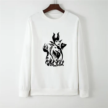 

Kawaii Kpop Hoodies Hip Hop Tracksuit Harajuku Funny Autumn Winter Sweatshirt Maleficent Round Collar толстовка Sportswear