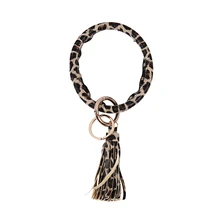 Для браслета брелока из искусственной кожи Леопард круг для браслета брелока кисточкой кулон браслет подарок