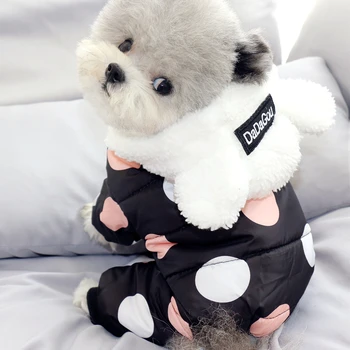 

Winter Dog Clothes Hoodie Coat Big Polka Dot Cotton Coat Thicken Winter Warm Clothes for Small Dogs Puppy Sweater Dogs