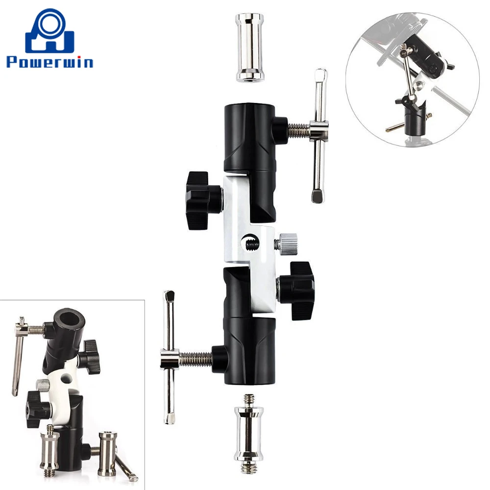  Powerwin 3-Section Camera Speedlite Flash Bracket Umbrella Holder Screw Adapter Mount for Tripod St